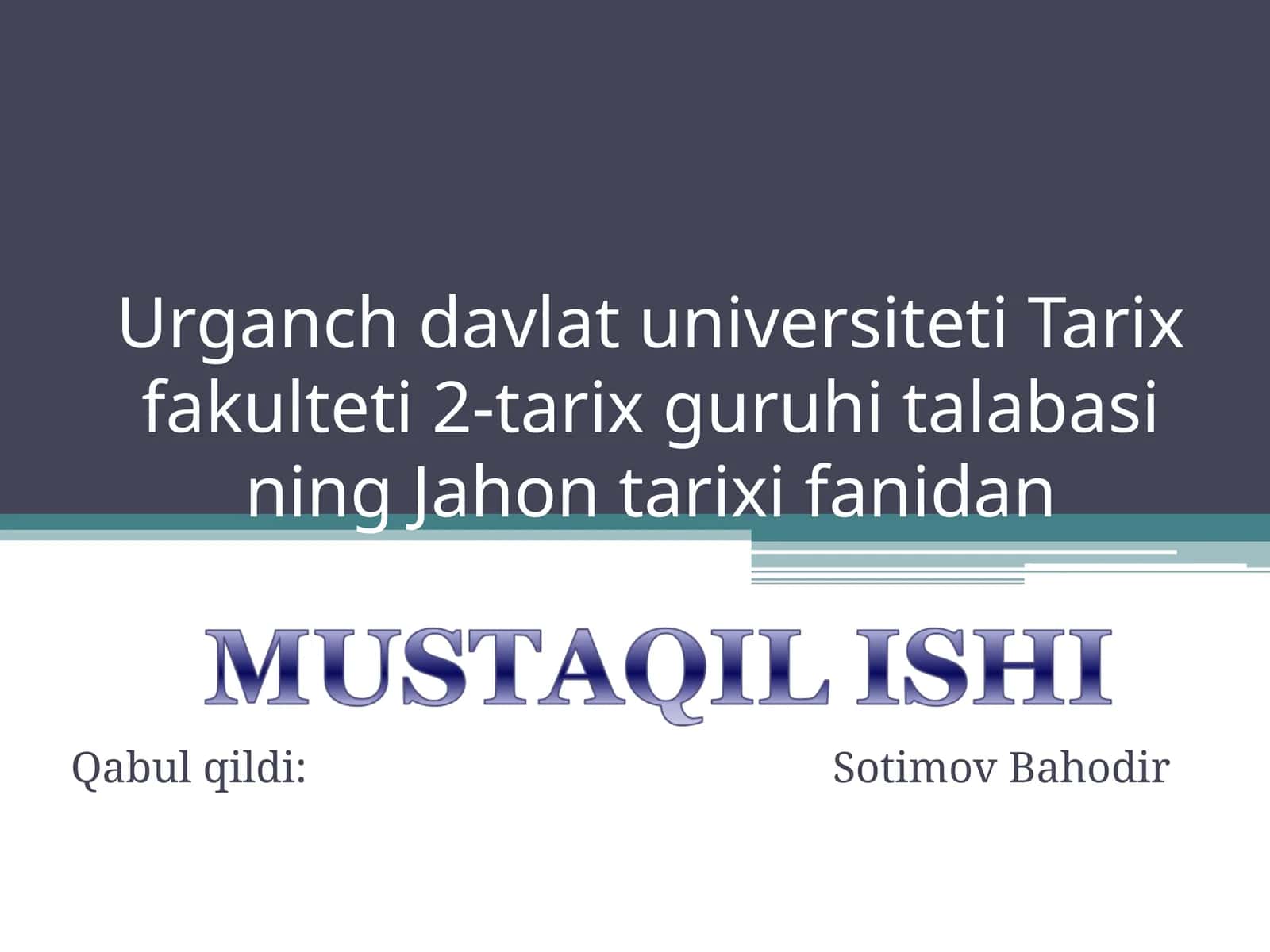 Jahon tarixi fanidan 1
