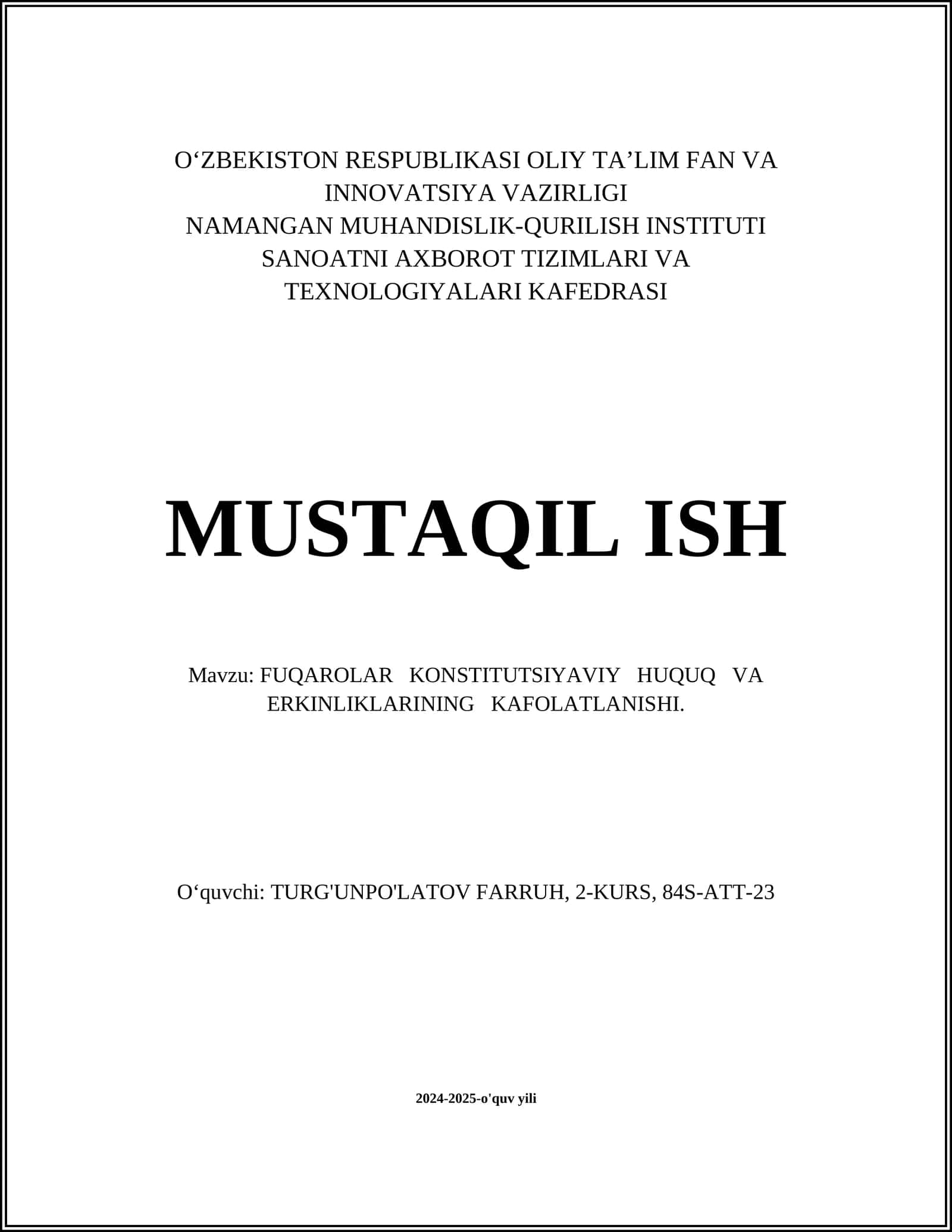 FUQAROLAR KONSTITUTSIYAVIY HUQUQ VA ERKINLIKLARINING KAFOLATLANISHI 1