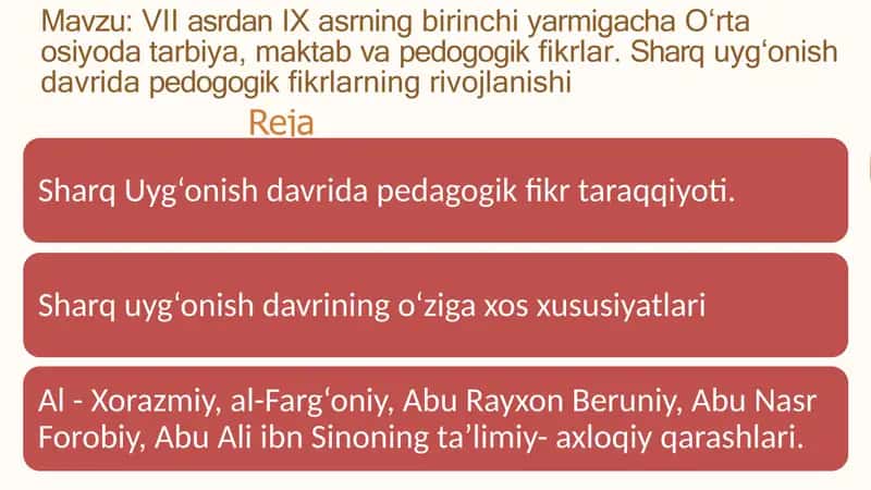 Sharquyg‘onish davri pedagogik fikrlar 1