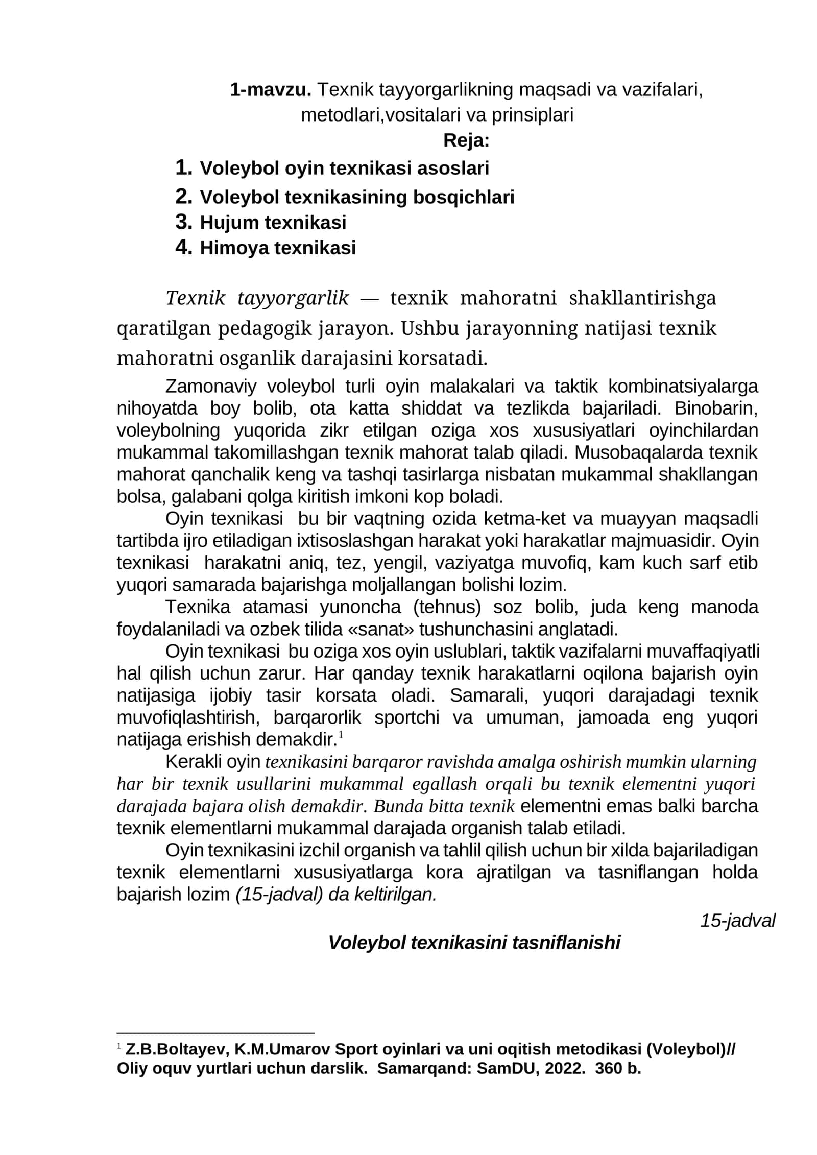 Voleybol o'yin texnikasi asoslari 1