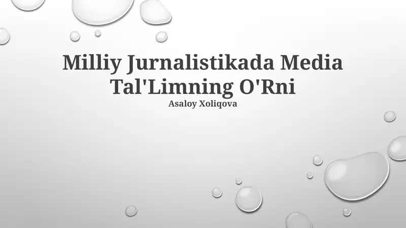 Milliy Jurnalistikada Media Tal'Limning O'Rni 1