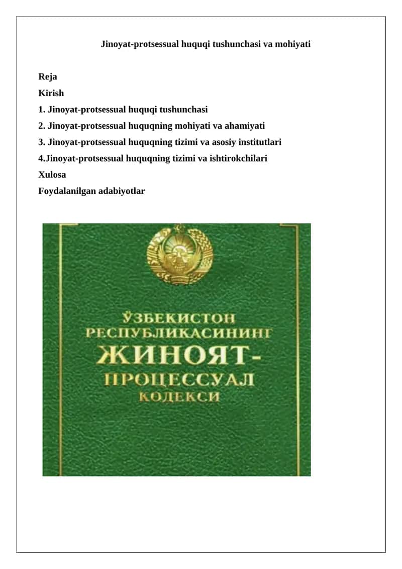 Jinoyat-protsessual huquqi tushunchasi va mohiyati 1
