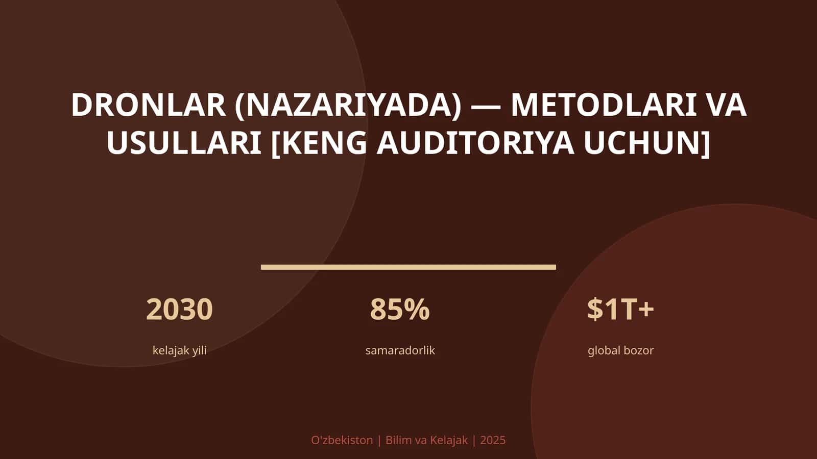 DRONLAR (NAZARIYADA) — METODLARI VA USULLARI [KENG AUDITORIYA UCHUN] 1
