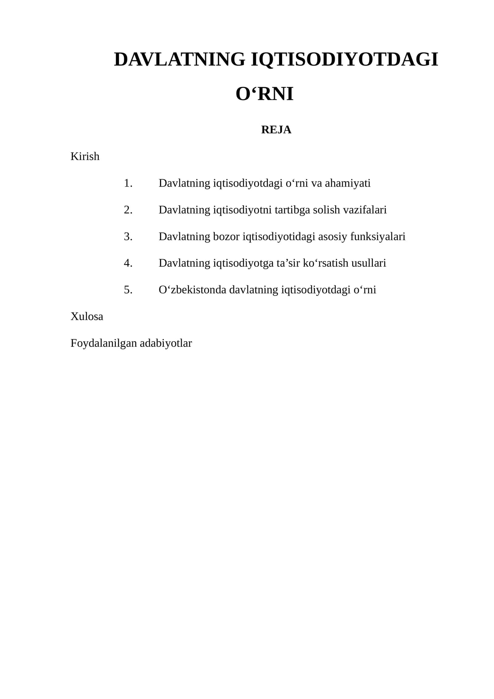 Davlatning Iqtisodiyotdagi O‘rni 1
