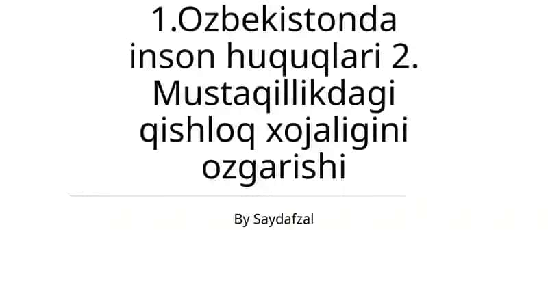 O'zbekistonda Inson Huquqlari Evolyutsiyasi