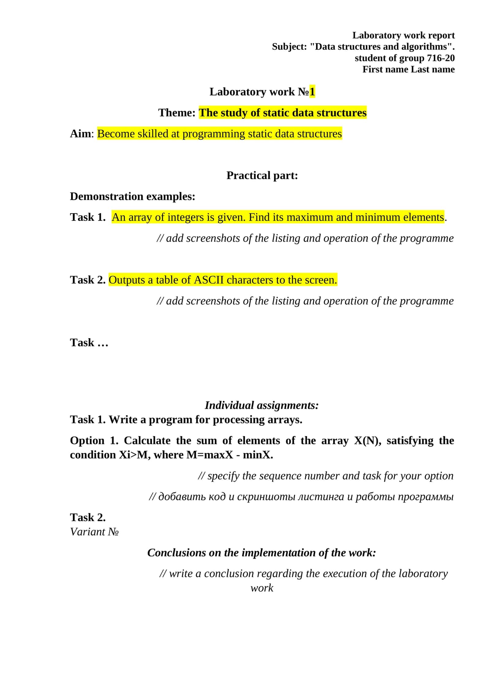 Laboratory work report 1