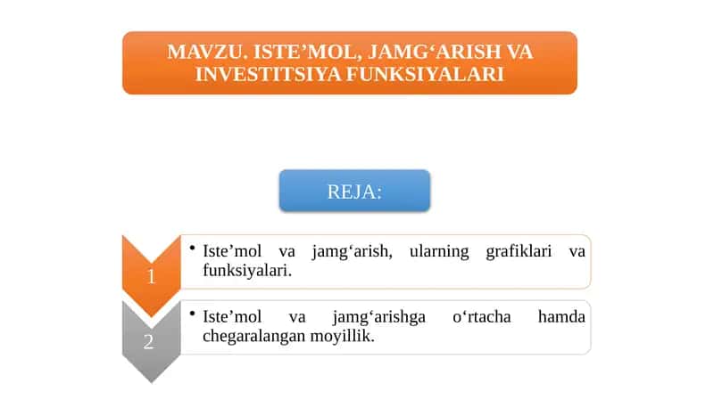 Iste’mol va jamg‘arish 1