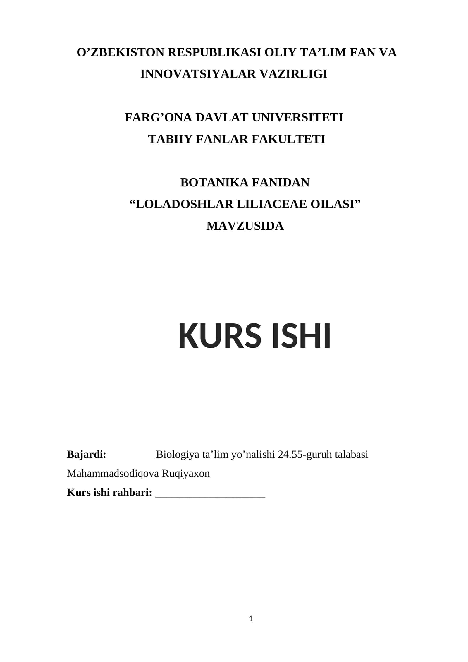 Loladoshlar LILIACEAE oilasi 1