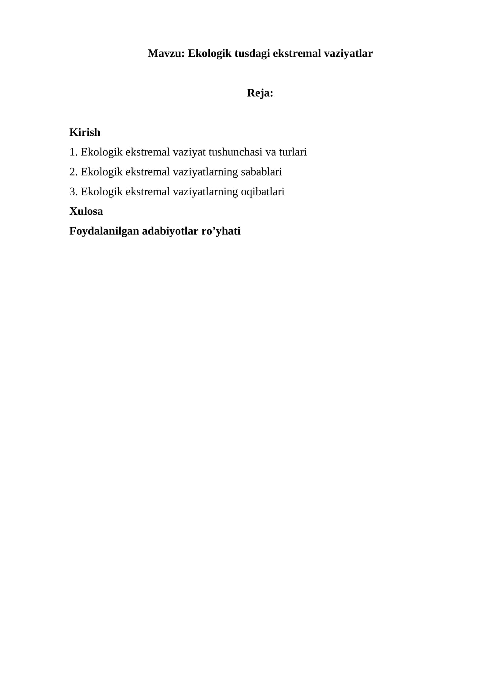 Ekologik tusdagi ekstremal vaziyatlar 1