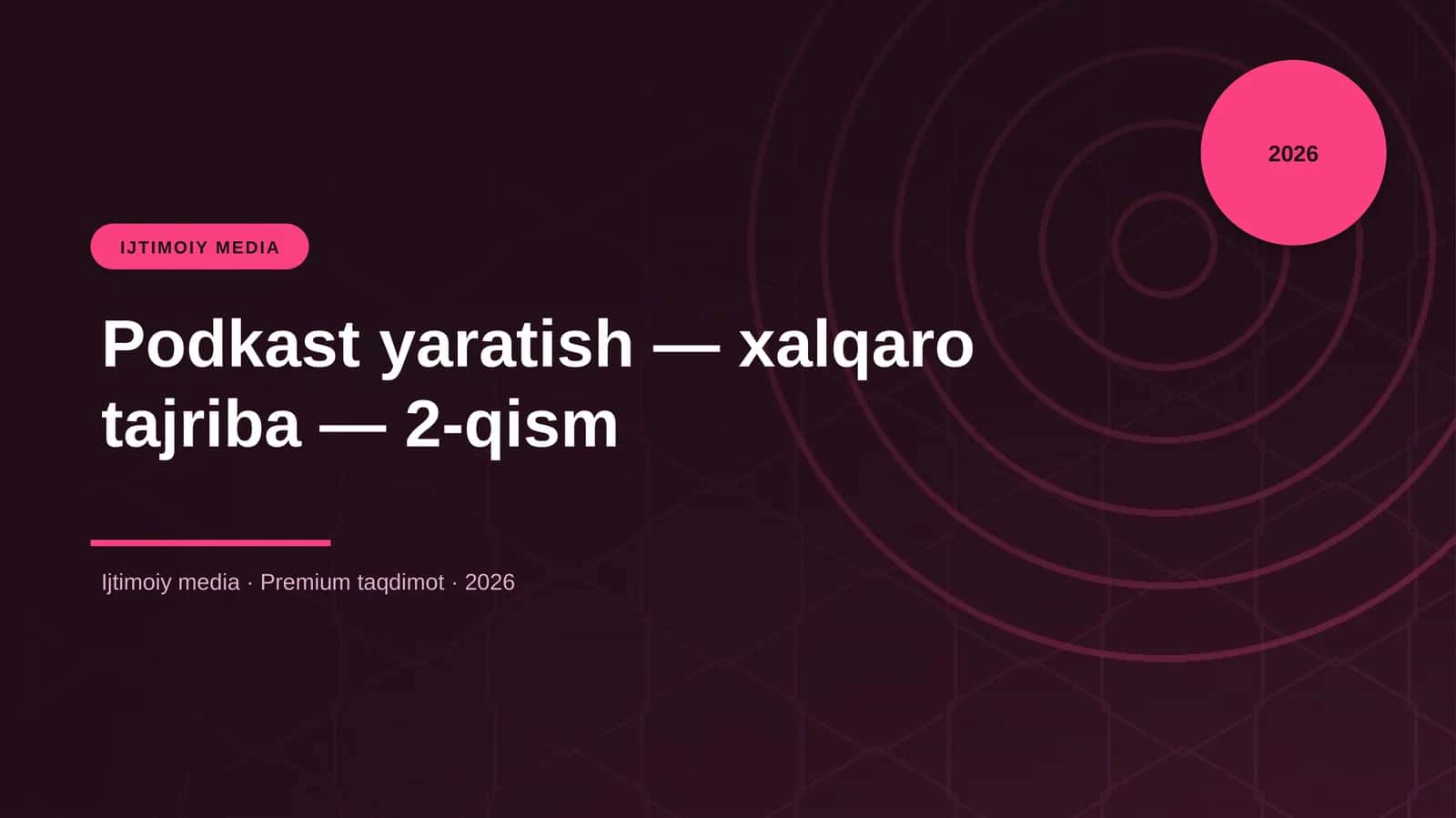 Podkast yaratish — xalqaro tajriba — 2-qism 1