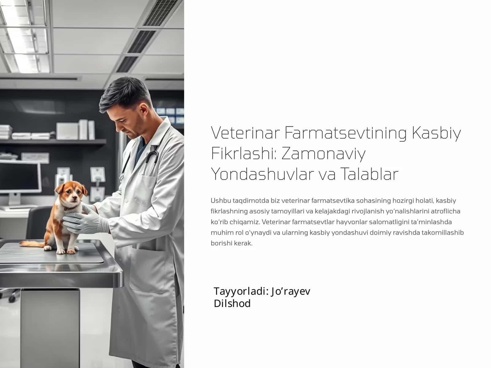 Veterinar Farmatsevtining Kasbiy Fikrlashi: Zamonaviy Yondashuvlar va Talablar 1