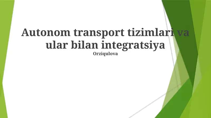 Avtonom Transportning Kelajagi 1