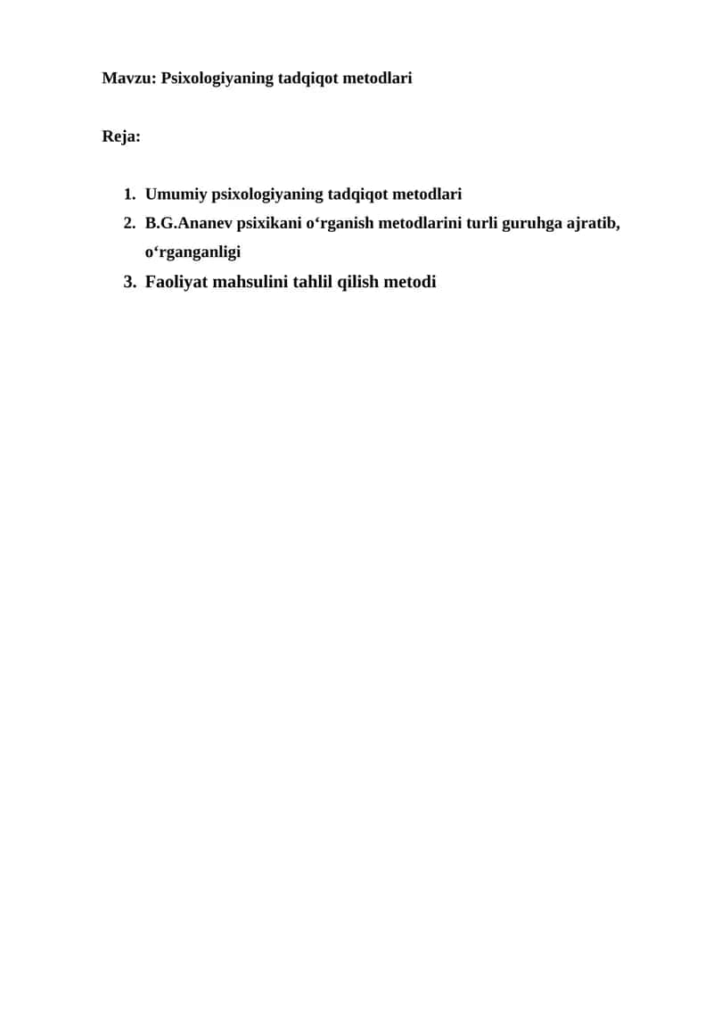 Psixologiyaning tadqiqot metodlari 1