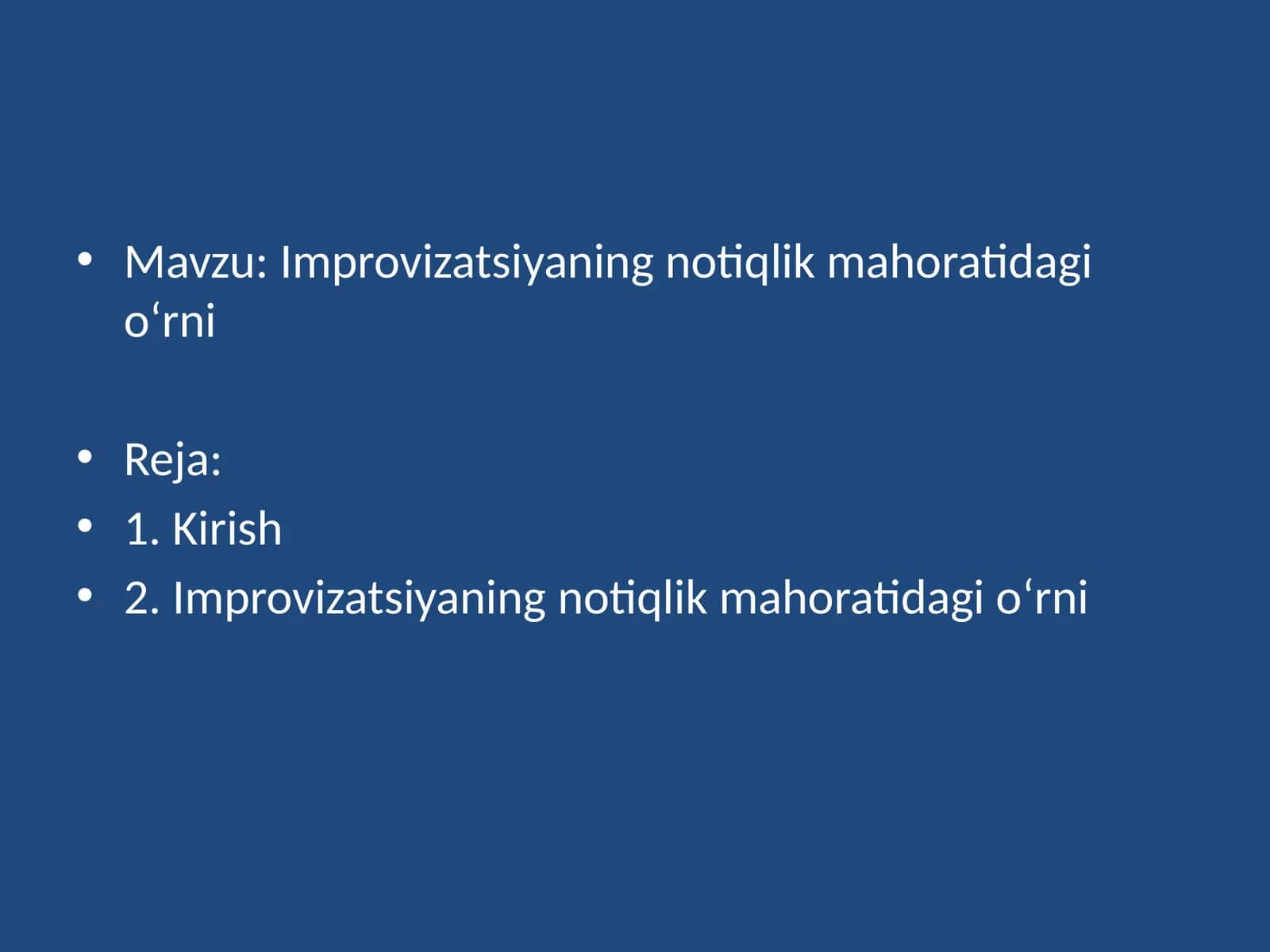 Improvizatsiyaning notiqlik mahoratidagi o‘rni 1