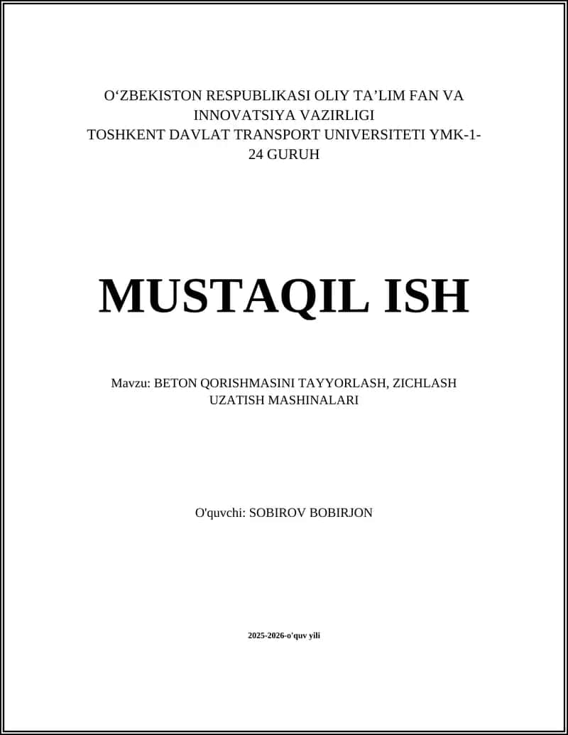 Stasionar beton aralashmasi tayyorlash zavodlari 1