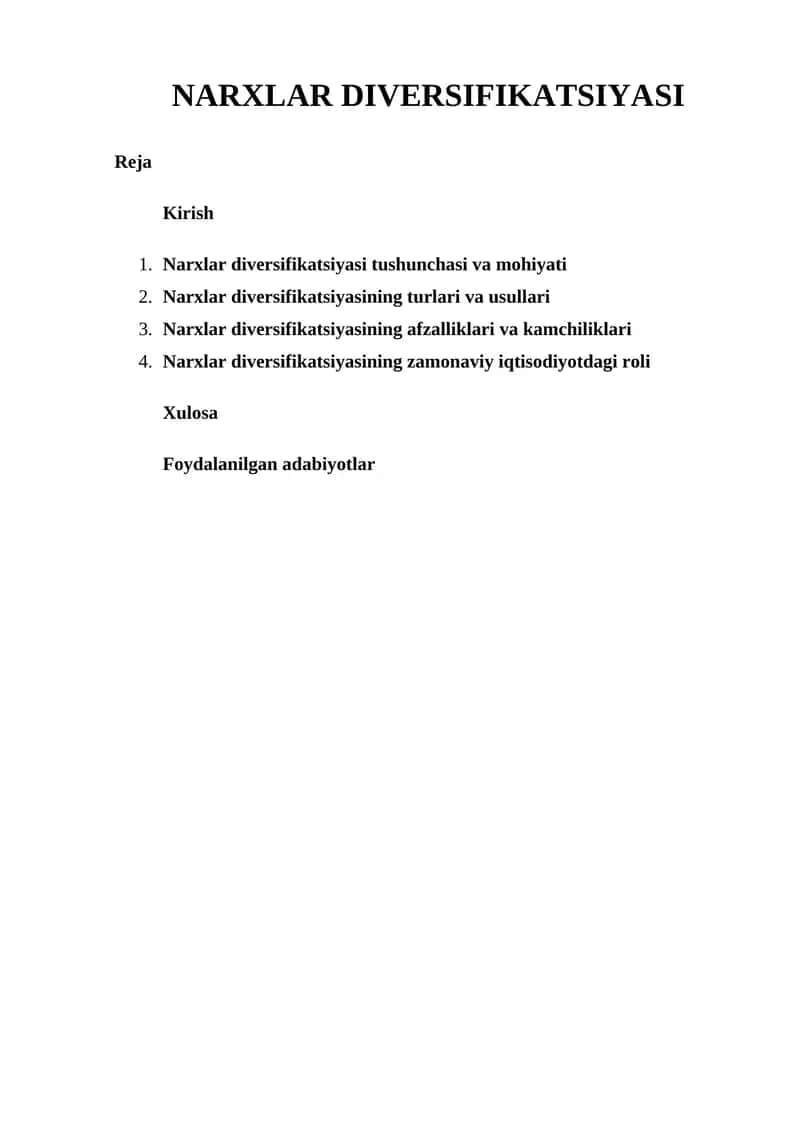 Narxlardagi diversifikasiya 1