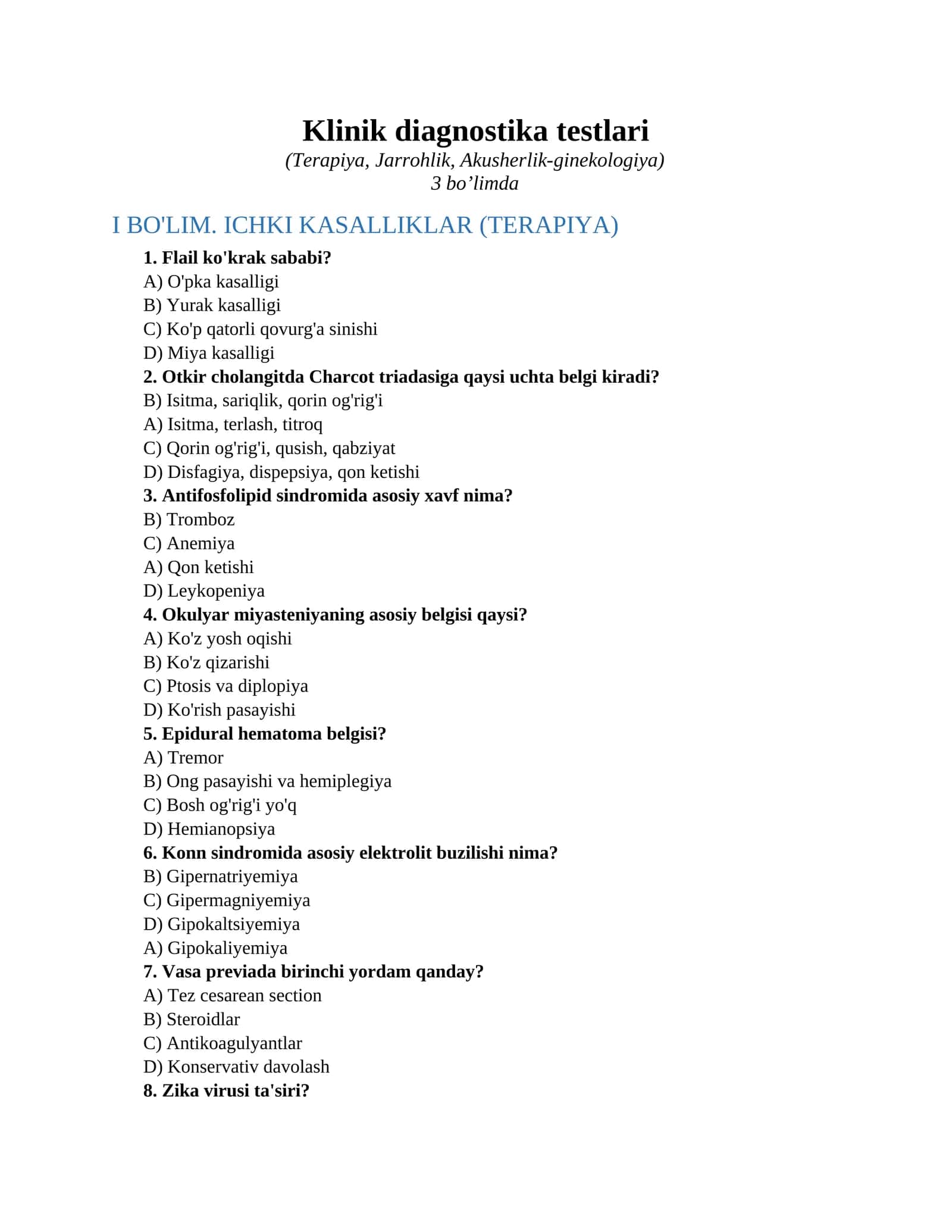 Klinik diagnostika testlari 1