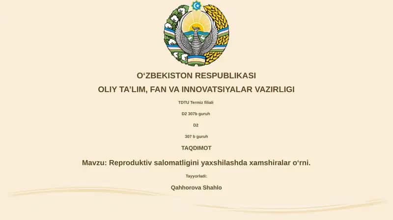 Reproduktiv Salomatlikni Yaxshilashda Hamshiralar O‘rni 1