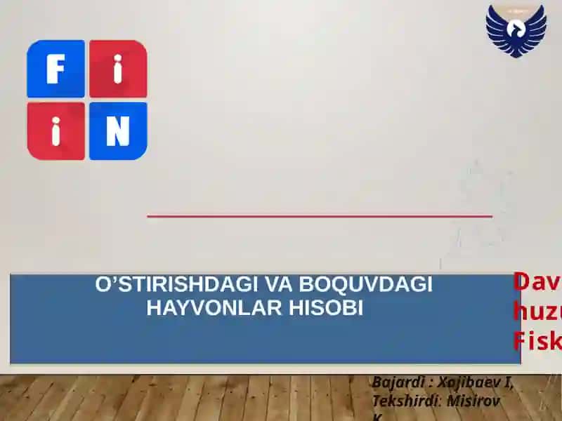O’stirishdagi va boquvdagi hayvonlar hisobi 1