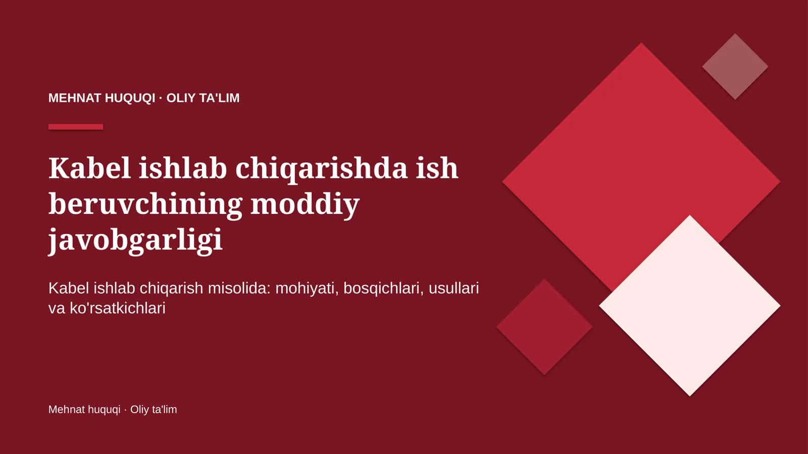 Kabel ishlab chiqarishda ish beruvchining moddiy javobgarligi 1