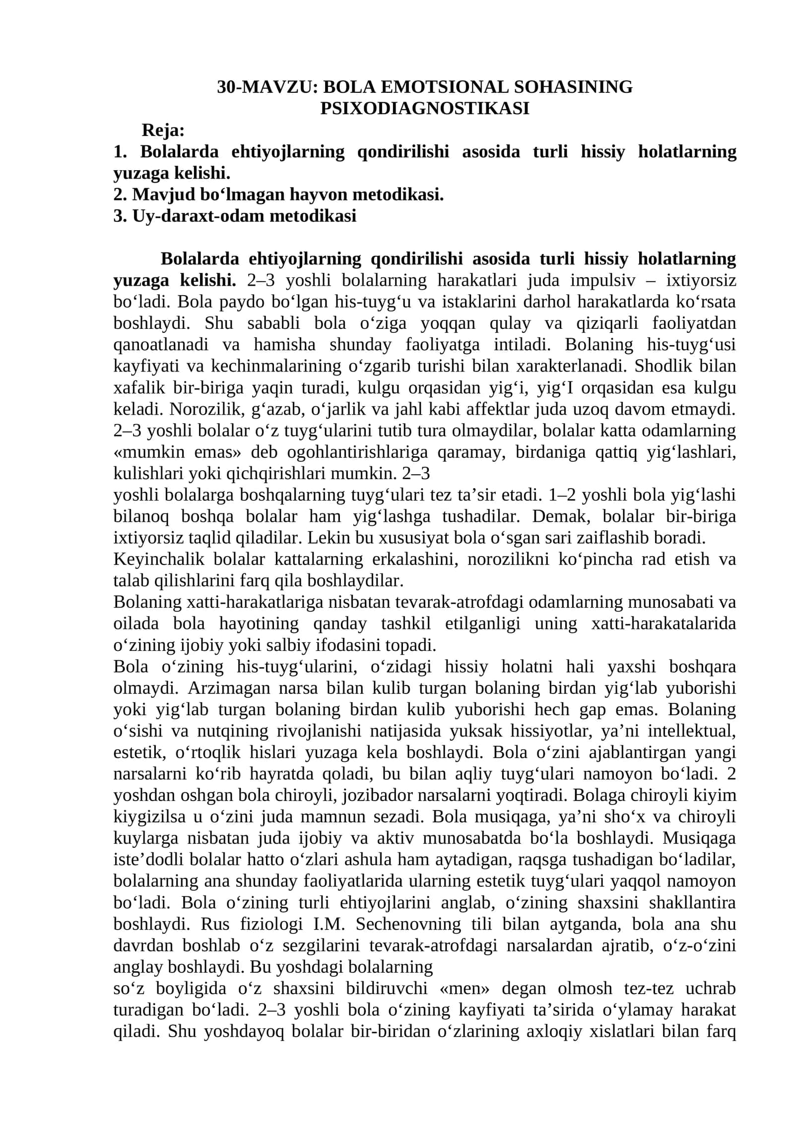 BOLA EMOTSIONAL SOHASINING PSIXODIAGNOSTIKASI 1