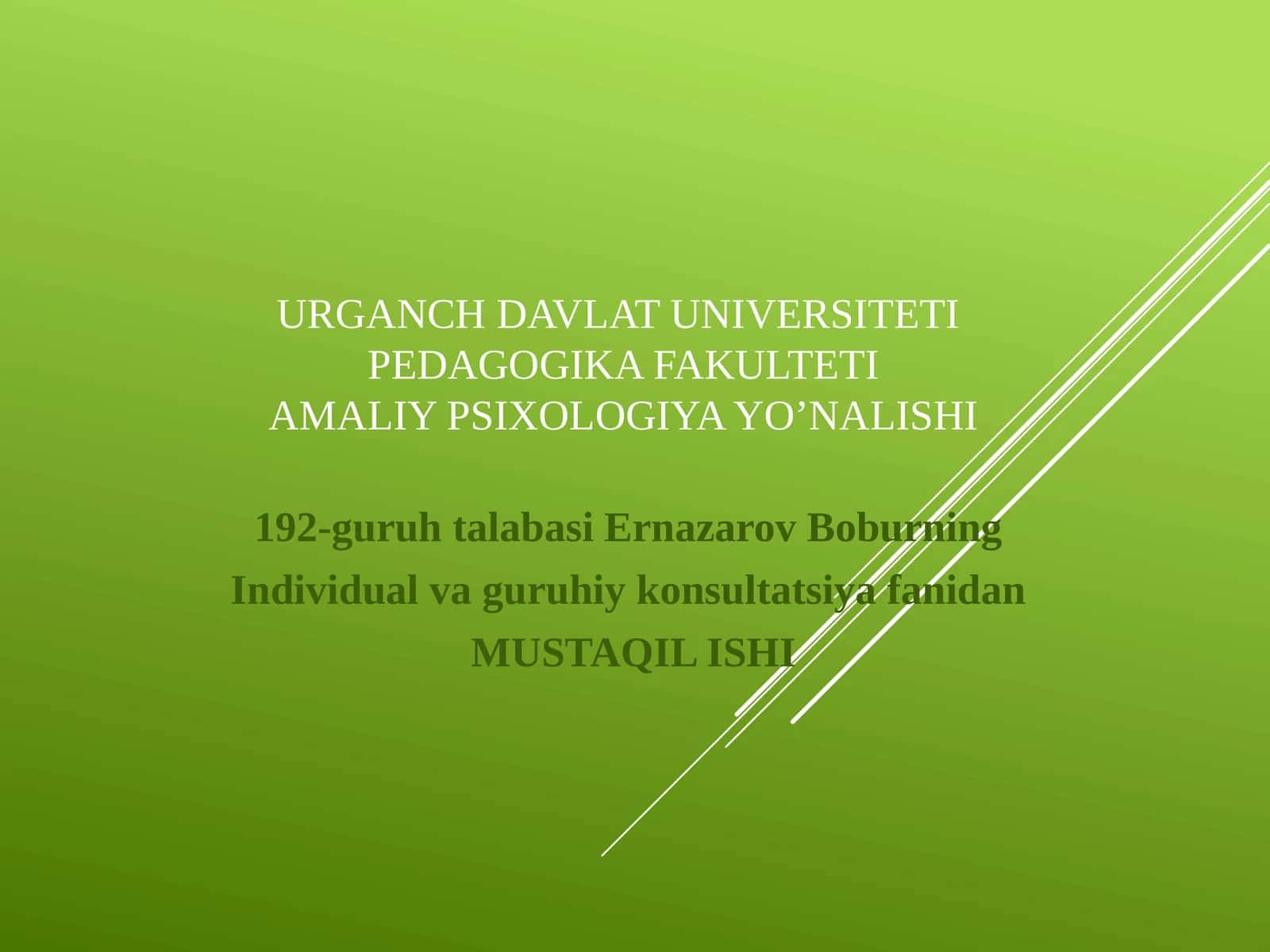 AMALIY PSIXOLOGIYA YO’NALISHI 1