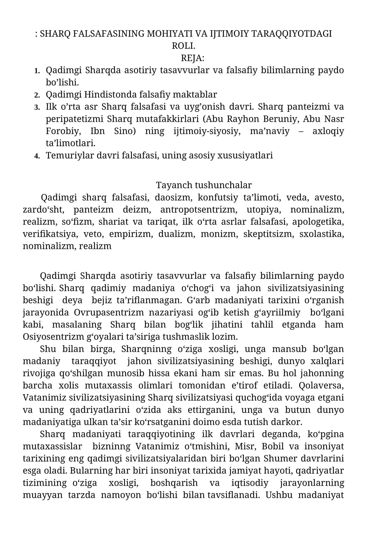 Qadimgi Sharq Falsafasi 1