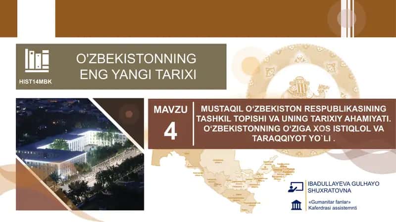 O'ZBEKISTONNING ENG YANGI TARIXI 1