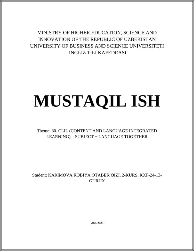 CLIL (CONTENT AND LANGUAGE INTEGRATED LEARNING) 1