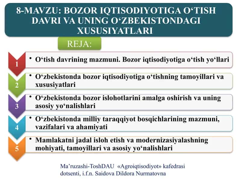 BOZOR IQTISODIYOTIGA O‘TISH DAVRI VA UNING O‘ZBEKISTONDAGI XUSUSIYATLARI 1