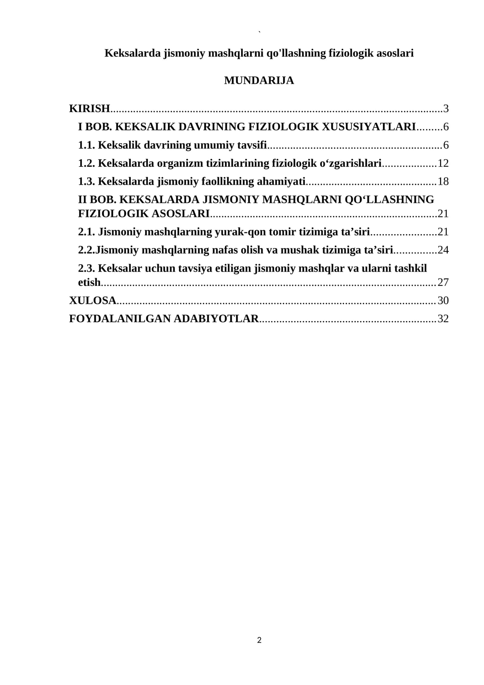 Keksalarda jismoniy mashqlarni qo'llashning fiziologik asoslari 1
