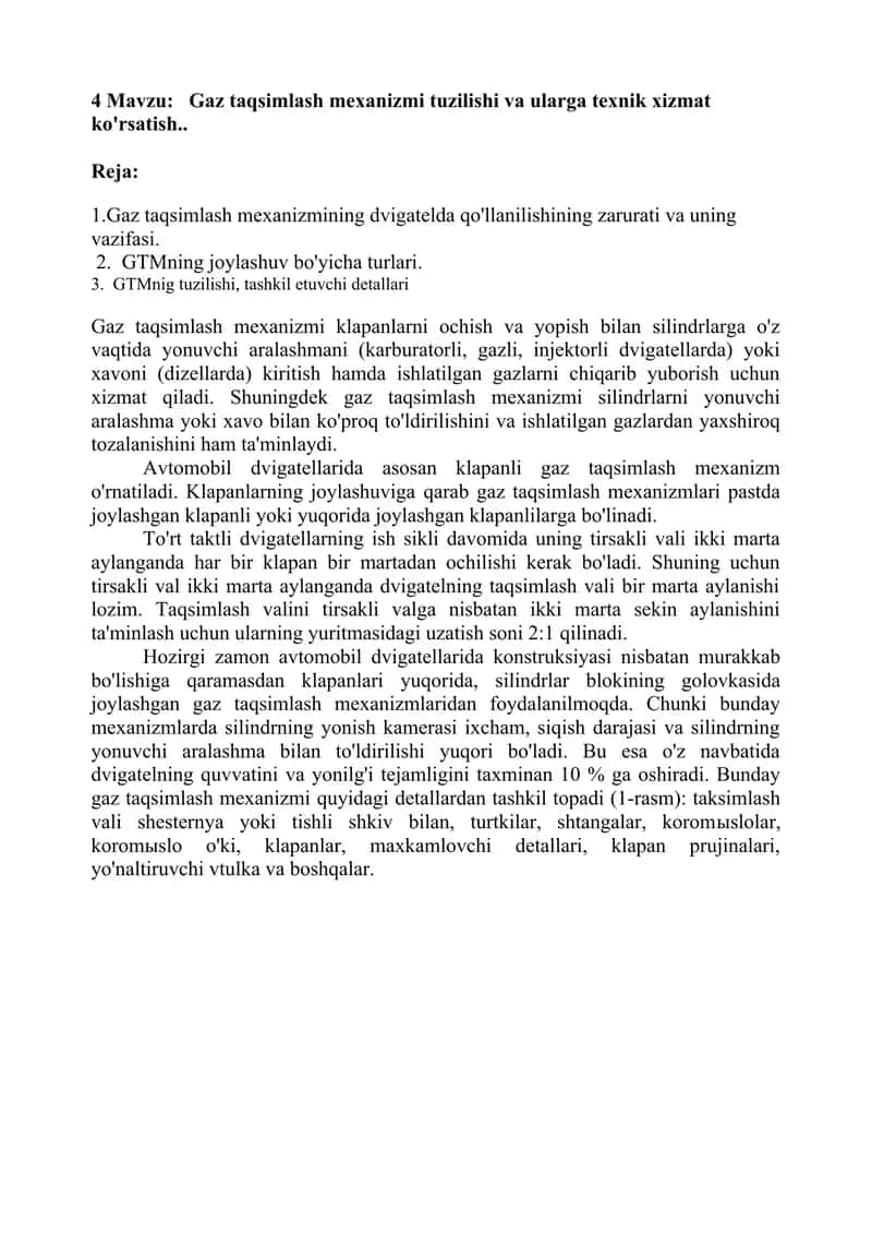 Gaz taqsimlash mexanizmi 1