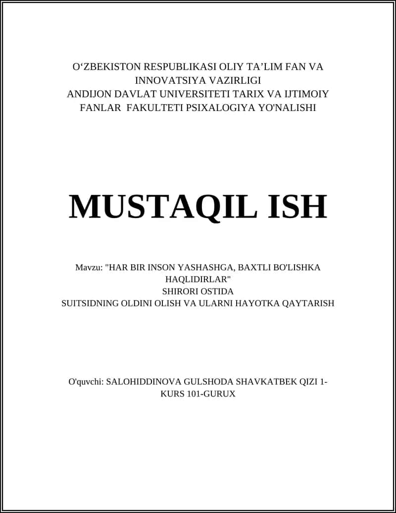 Suitsidning Oldini Olish Milliy Strategiyalar 1