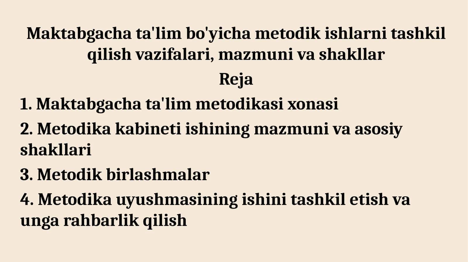 Maktabgacha ta’lim metodikasi xonasi 1