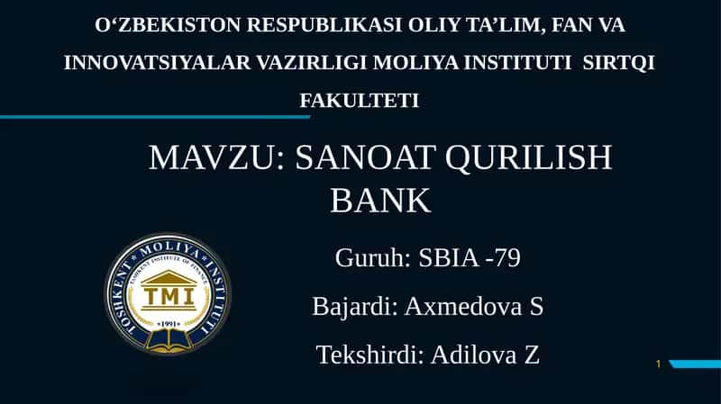 SANOAT QURILISH BANK 1