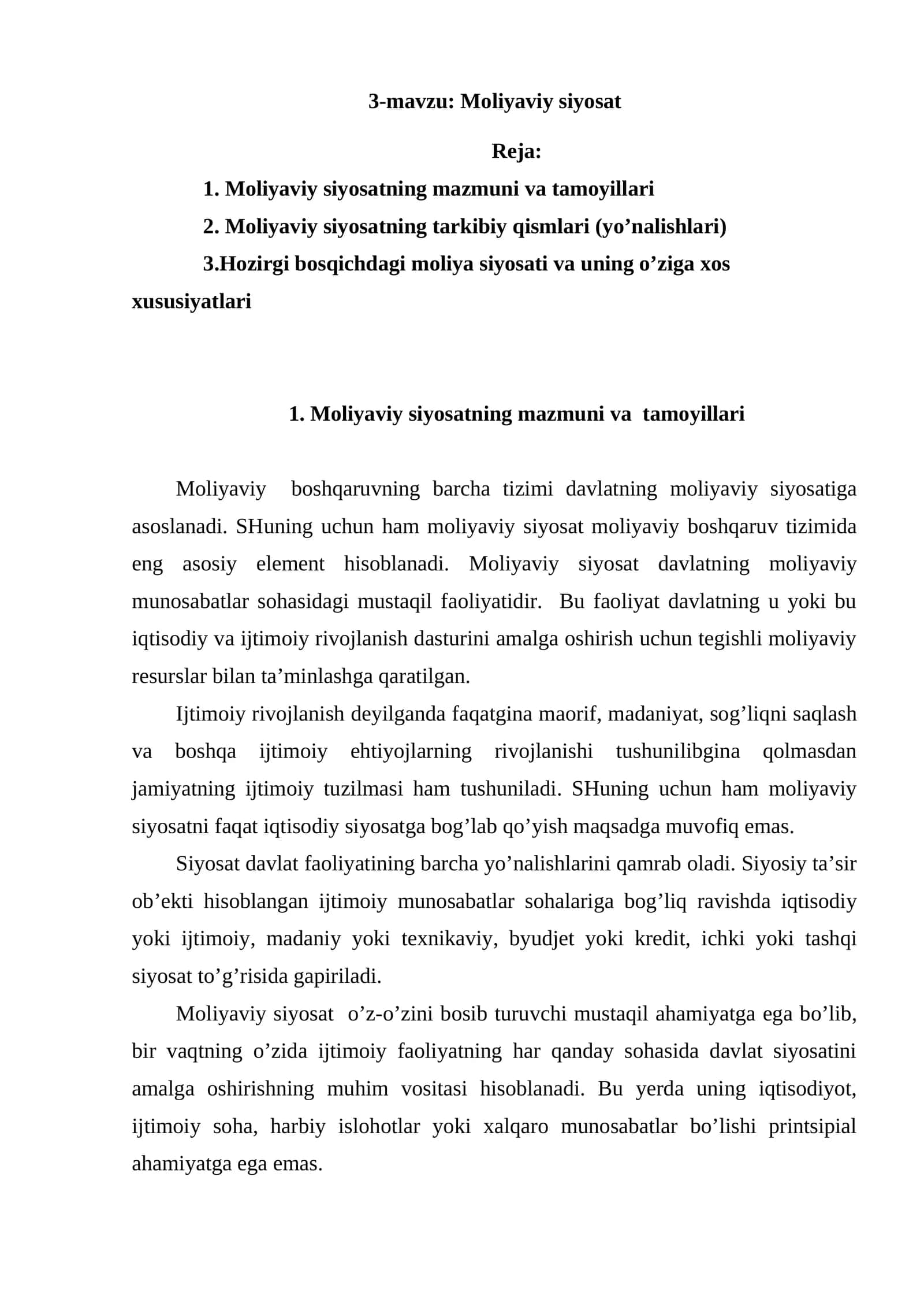 Moliyaviy siyosat 1