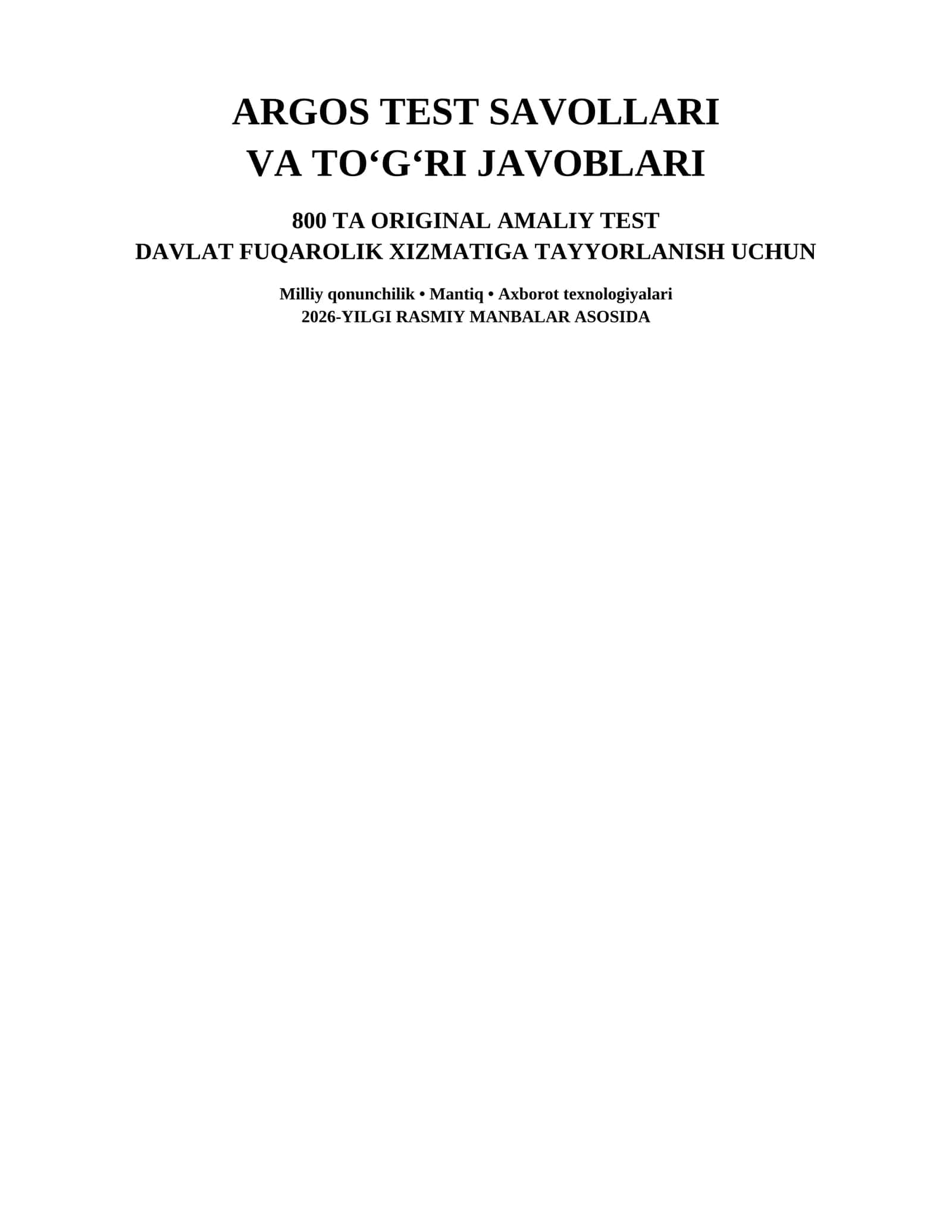 ARGOS TEST SAVOLLARI 1