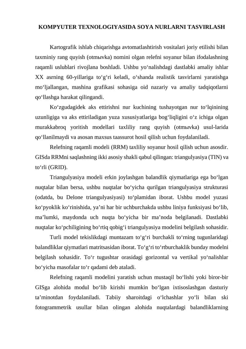 Kartografik ishlab chiqarishga avtomatlashtirish vositalari 1