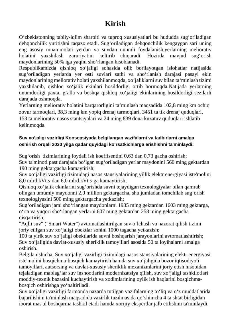 Sug‘oriladigan yerlarning meliorativ holatini yaxshilash 1