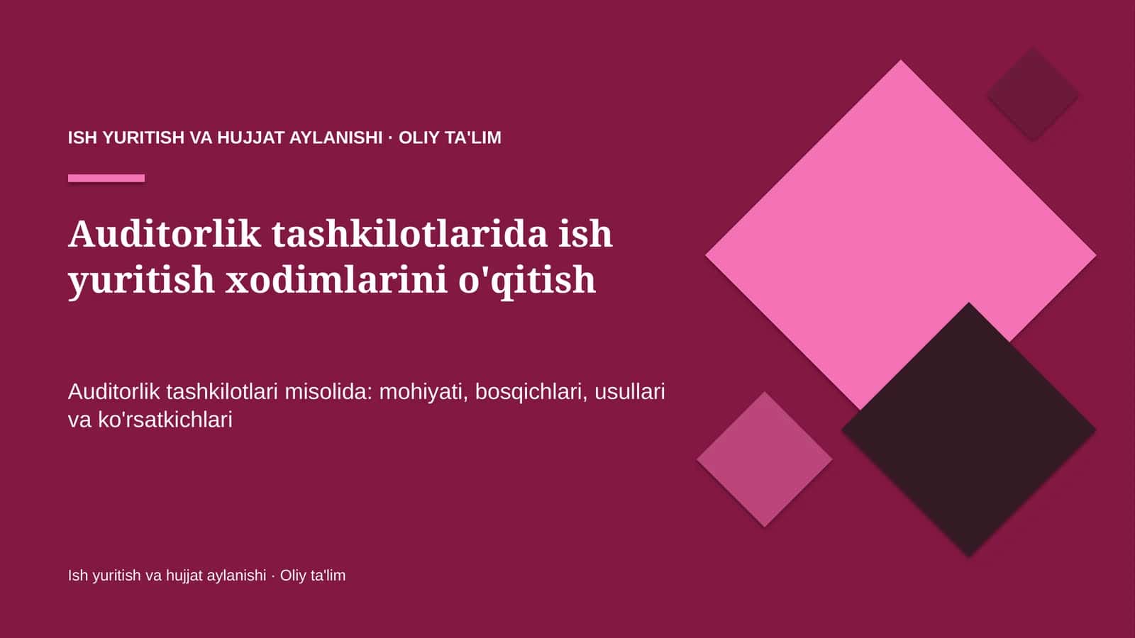 Auditorlik tashkilotlarida ish yuritish xodimlarini o'qitish 1