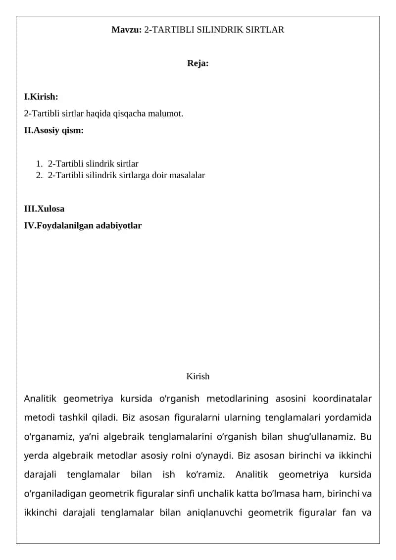 2-TARTIBLI SILINDRIK SIRTLAR 1