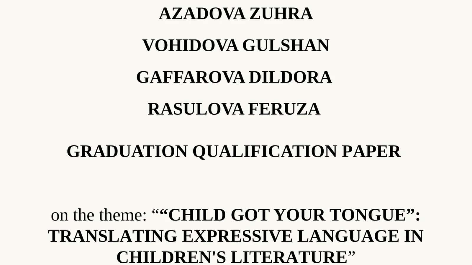 GRADUATION QUALIFICATIONPАPER 1
