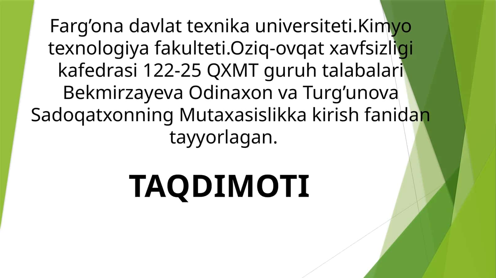 Meva-sabzavotlarning kimyoviy tarkibini o’rnatish 1