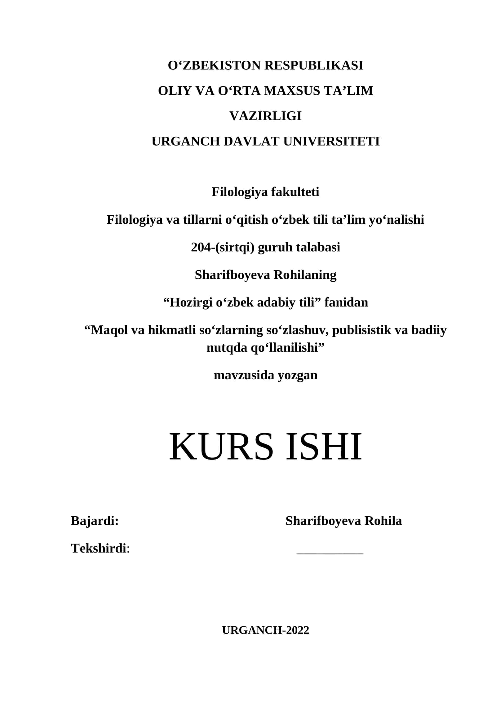 Maqol va hikmatli so‘zlarning so‘zlashuv, publisistik va badiiy nutqda qo‘llanilishi 1