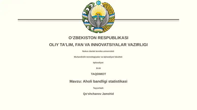 Aholi bandligi statistikasi 1