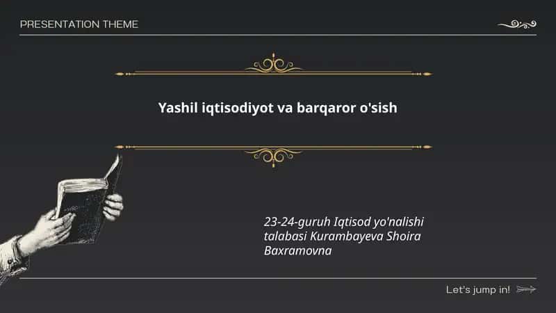 Yashil iqtisodiyot va barqaror o'sish 1