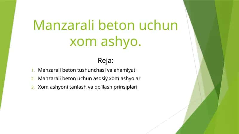 Manzarali beton uchun xom ashyo. 1
