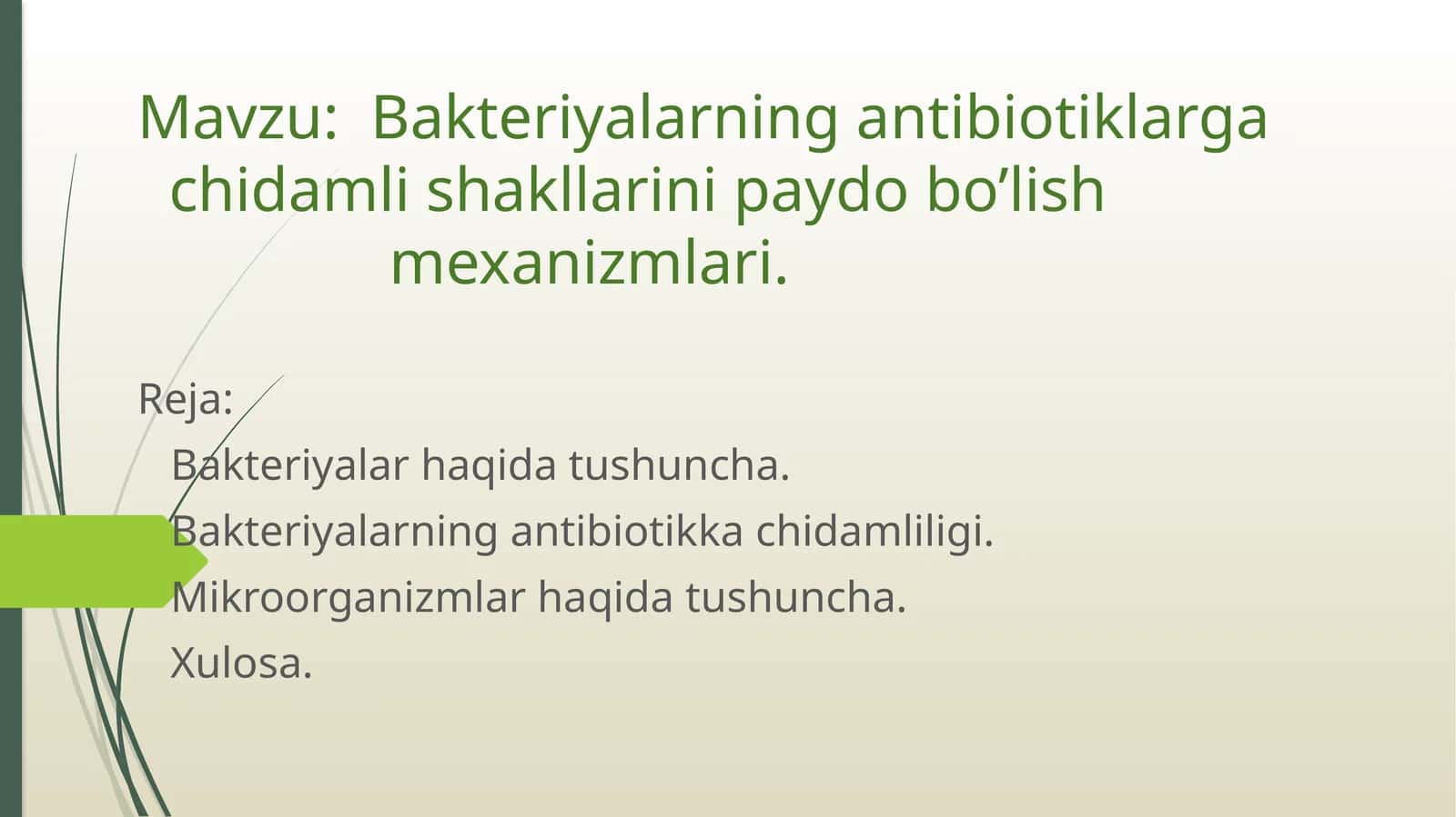 Bakteriyalarning antibiotiklarga chidamli shakllarini paydobo'lish mexanizmlari 1
