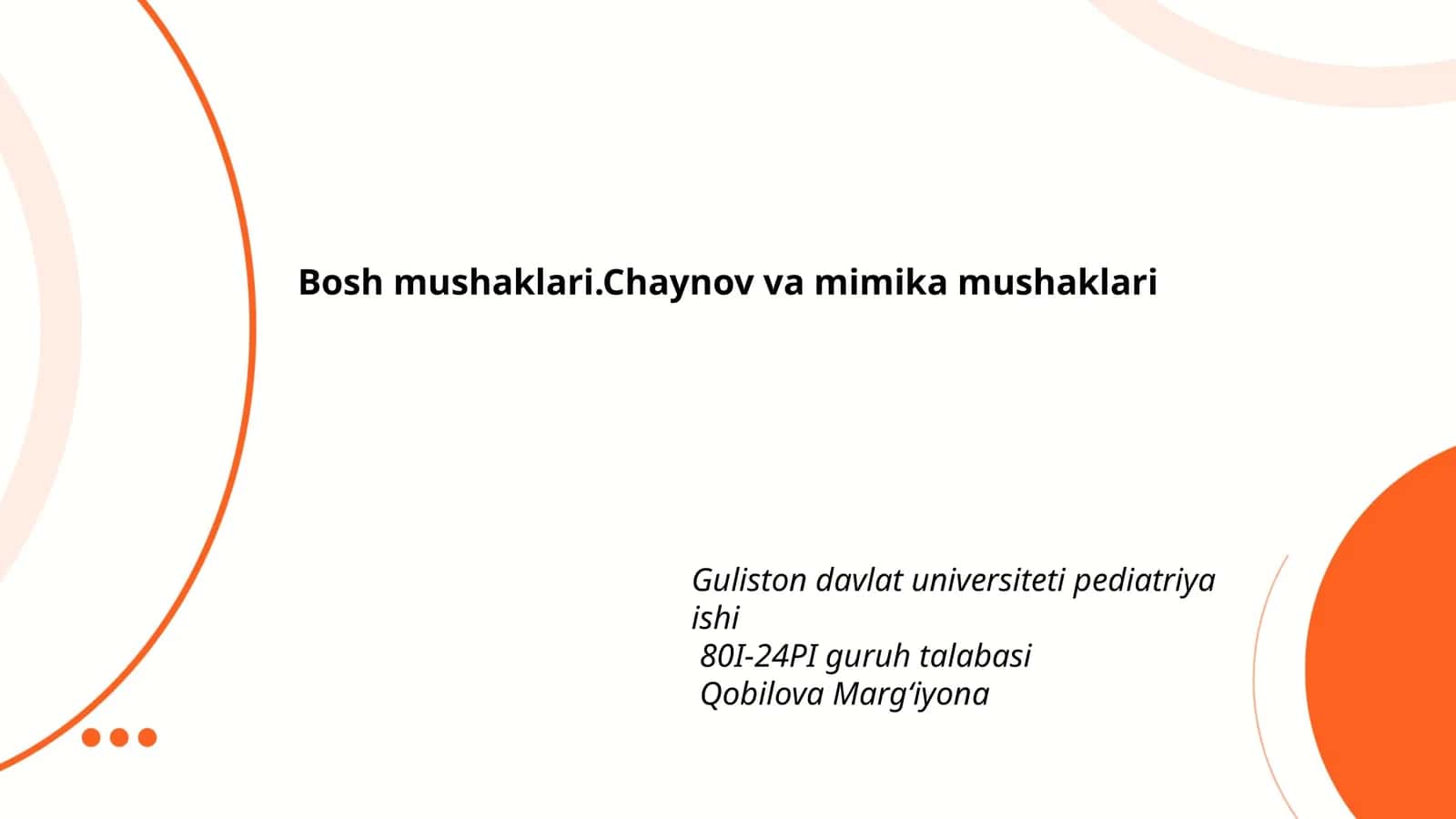 Bosh mushaklari.Chaynov va mimika mushaklari 1