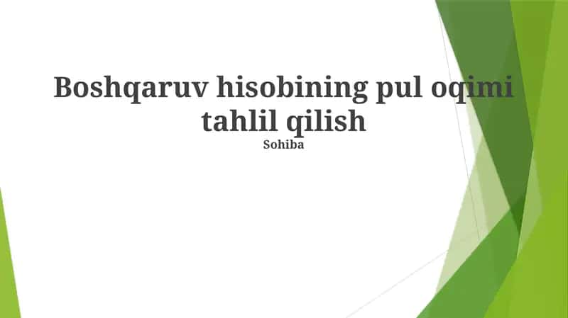 Naqd pul oqimini boshqarish va optimallashtirish 1